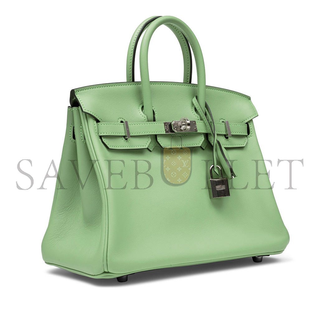 HERMES MASTER BIRKIN 25 SWIFT LEATHER AVOCADO GREEN SILVER BUCKLE BAG H049362CK05 (25*20*13cm)